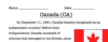 Preview of Canada Reading Comprehension