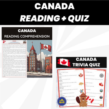 Preview of Canada Reading Comprehension Worksheet and Assessment Quiz Bundle