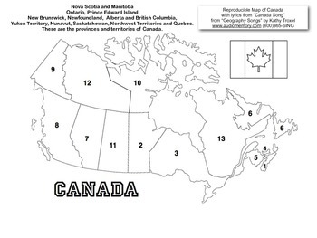 Preview of "Canada Song" pdf Map to Label/Color, Printing Practice for Lyrics