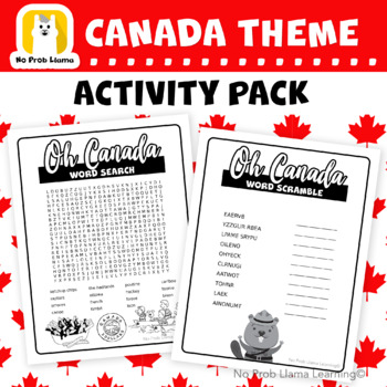 Preview of Canada Theme No Prep Early Finisher Activity Pack - Great 4 Substitute Teachers