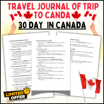 Preview of Canada Travel Journal: 30 Day Adventure (Doc & PDF) - the Beauty of Canada
