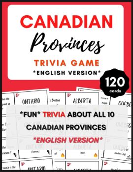 Preview of Canada Trivia Game - 120 Trivia Cards - 12 Cards x 10 Canadian Provinces