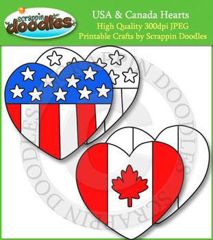Preview of Canada & USA Flag Hearts
