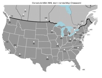 Canada USA:NHL team names Map Crossword by Northeast Education