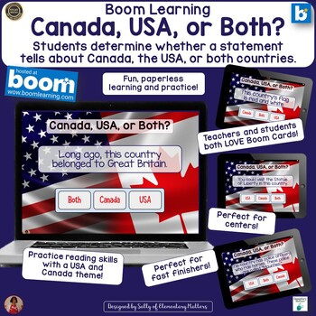 Preview of Canada, USA, or Both? Social Studies & Civics  Boom Learning Digital Task Cards