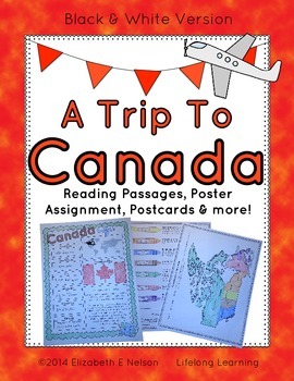 Preview of Canada Unit Study: A Trip To Canada- reading passages, poster assignment & more