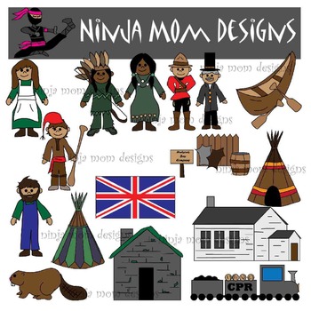 Canada Westward Expansion Clip Art in Color and Black Line by Ninja Mom ...