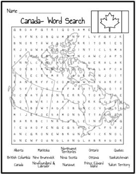 Preview of Canada Word Search
