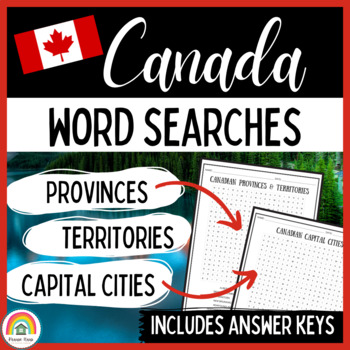 Preview of Canada Word Search Activity Provinces Territories Capital Cities