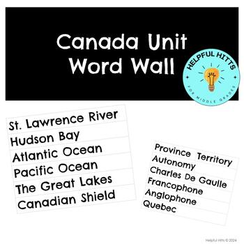 Preview of Canada Unit Word Wall- 6th Grade GSE