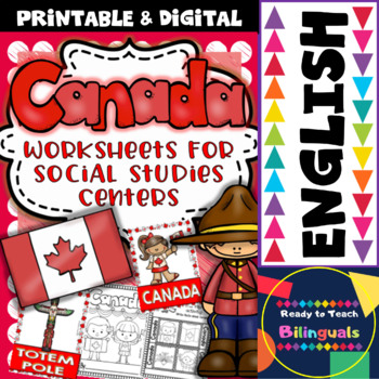 Preview of Canada - Worksheets for Social Studies Centers + Posters with Google Slides