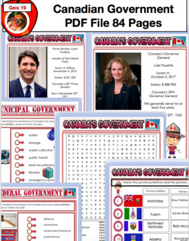 Preview of Canada and Canada Government (Federal, Provincial, Municipal) PPT and PDF Bundle