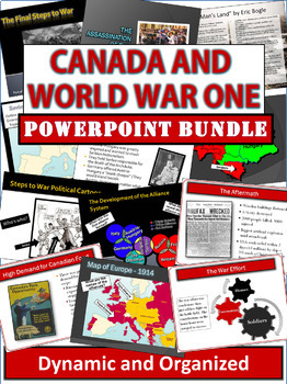 Preview of Canada & World War One Powerpoints - 1914 Steps to War, Home Front, Versailles