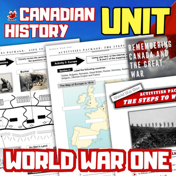 Preview of Canada & World War One Unit, Lessons, Projects - Vimy, Ypres, Somme, Versailles