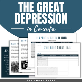 Preview of Canada and the Great Depression: Complete Unit - Digital and Print!