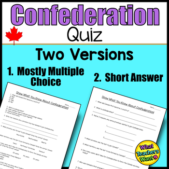 Preview of Canada's Confederation Quiz Distance Learning