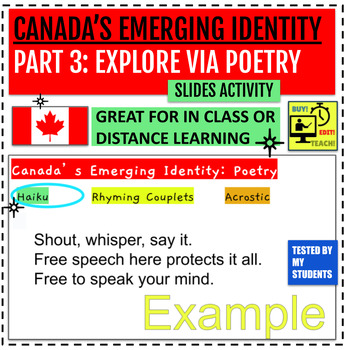 Preview of Canada's Emerging Identity: Part 3 - Exploring via Poetry (Editable/Examples)