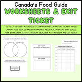 Canada's Food Guide Worksheets and Exit Ticket package