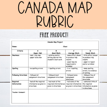 Preview of Canada's Map Rubric