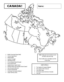 Preview of Canada's Provinces Mapping Challenge