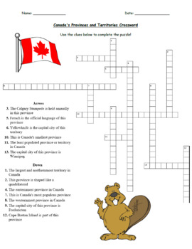 Results for canada provinces crossword TPT