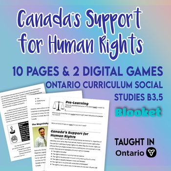 Preview of Canada's Support for Human Rights | Gr. 6 Social Studies Handouts & Game