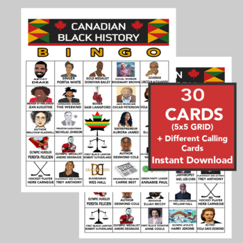 Preview of Canadian Black History Bingo, Canadian Black History Games, Black History Trivia