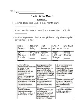 Preview of Canadian Black History Month - 4 lessons