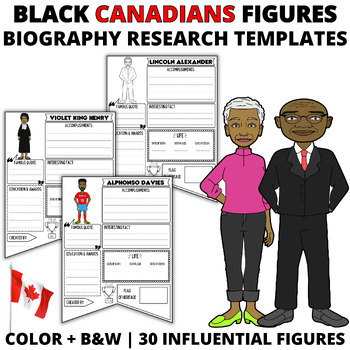 Preview of Black History Month Canada Biography Research Templates, worksheets