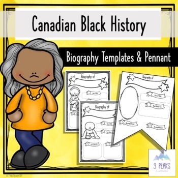 Preview of Canadian Black History Month - Blank BIOGRAPHY Templates/Pennant