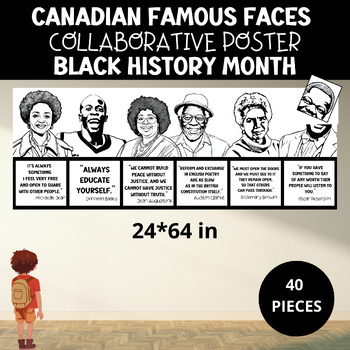 Preview of Canadian Black History Month Famous Faces Collab-Poster Activity Bulletin Board