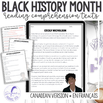 Preview of Canadian Black History Month Reading Comprehensions - FRENCH Version