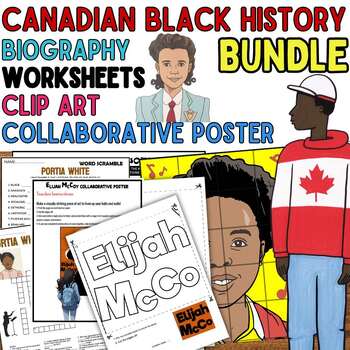 Preview of Canadian Black History Month Worksheets,Clipart,Collaborative Poster, BUNDLE