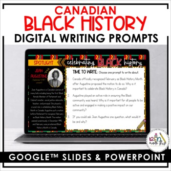 Preview of Canadian Black History Month Writing Prompts | Digital and Printable