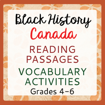 Preview of Canadian Black History Texts, Vocabulary Work Grades 4-6 PRINT and EASEL