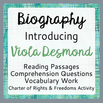 Preview of Canadian Black History VIOLA DESMOND Texts,Activities Gr. 7-9 PRINT and EASEL