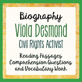 Preview of Canadian Black History VIOLA DESMOND Texts, Activities Grades 4-6  PRINT & EASEL