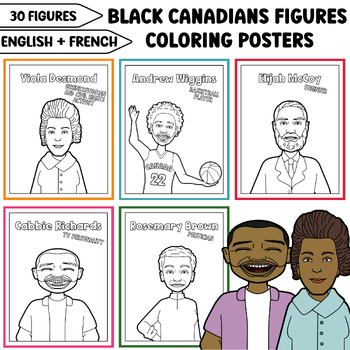 Preview of Canadian black History month Coloring Posters, coloring pages in French &English