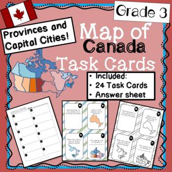 Preview of Canadian Capital Cities of Provinces and Territories Grade 3 TASK CARDS - 24