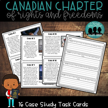 Preview of Charter of Rights and Freedoms: Case Study Task Cards & Distance Learning