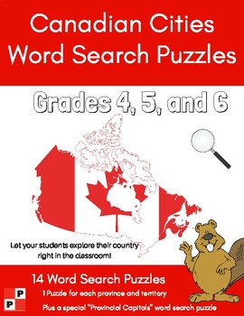 Canadian Cities Word Search Puzzles - Canadian Geography. Grades 4,5,6