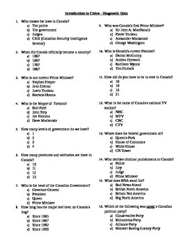 Canadian Civics - Introduction Diagnostic Quiz by Winston C | TpT