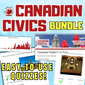 Preview of Canadian Civics Quiz Bundle- Parliament, Government, Elections, Google Classroom