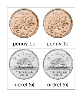 Preview of Canadian Coins Matching Cards Montessori