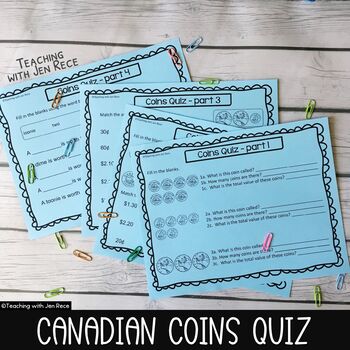 Preview of Canadian Coins Quiz with TpT Easel Option