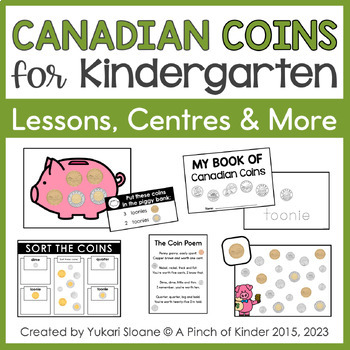 Preview of Canadian Coins for Kindergarten: Centres, Printables & More