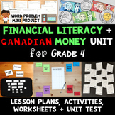 Canadian Financial Literacy + Money Unit for Grade 4 - BC/Ontario