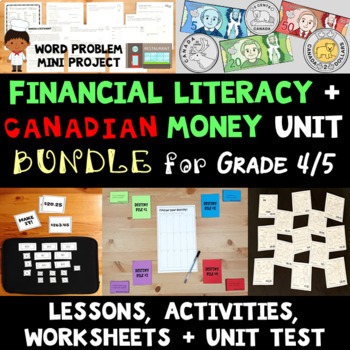 Preview of Canadian Financial Literacy + Money Unit Bundle for Grade 4/5