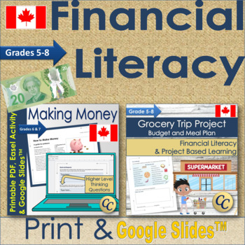 Preview of Canadian Financial Literacy for Middle School Printable & Google Slides