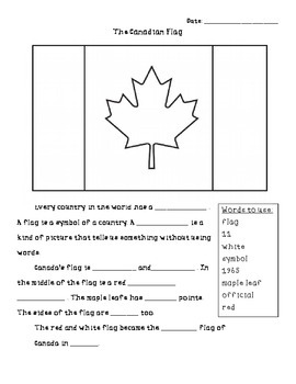 Preview of Canadian Flag Cloze Activity